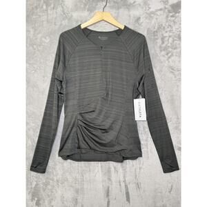 Athleta Pacifica Wrap Front Top Womens Large Gray Long Sleeve Shirt Athletic New